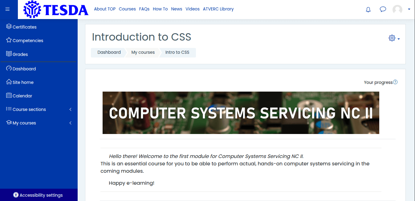 CSS National Certificate II - TESDA Online Program